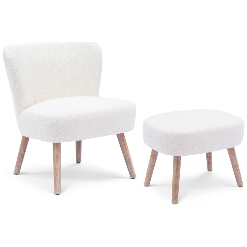 Boucle Polyester Upholstered Living Room Set - Stain Resistant (2-Piece Set)