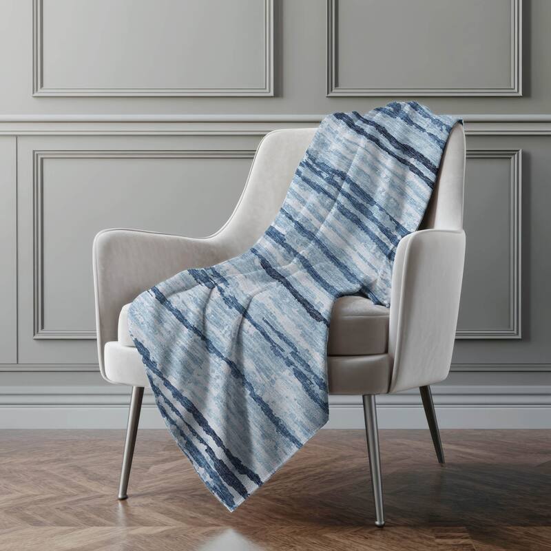 Premium Machine Washable ASB75 Ombre Stripes Sherpa Throw Blanket