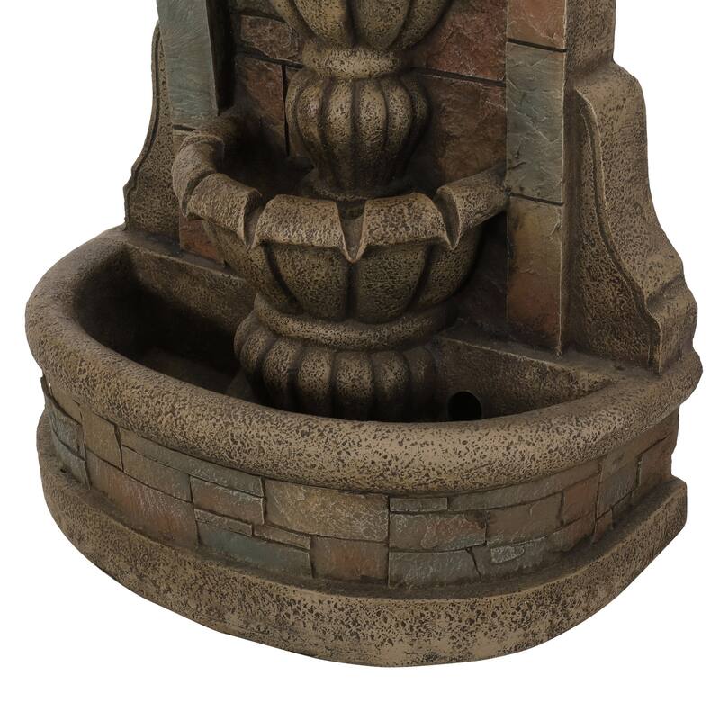 Roomfitters 29-Inch Outdoor Tiered Water Fountain, Classic Roman Design Weather-Resistant Faux Stone Floor Fountain, Stone Gray