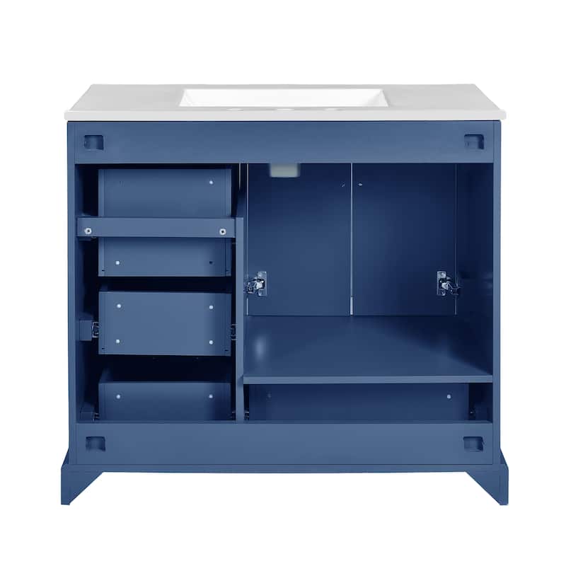 GDFStudio - Altair Wood & Ceramic 36" Traditional Bathroom Vanity with Sink, 2 Soft-Close Doors & 4 Drawers