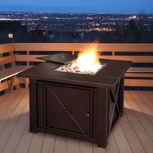 Shop Costway 38 Square Patio Heater Propane Gas Fire Pit Table
