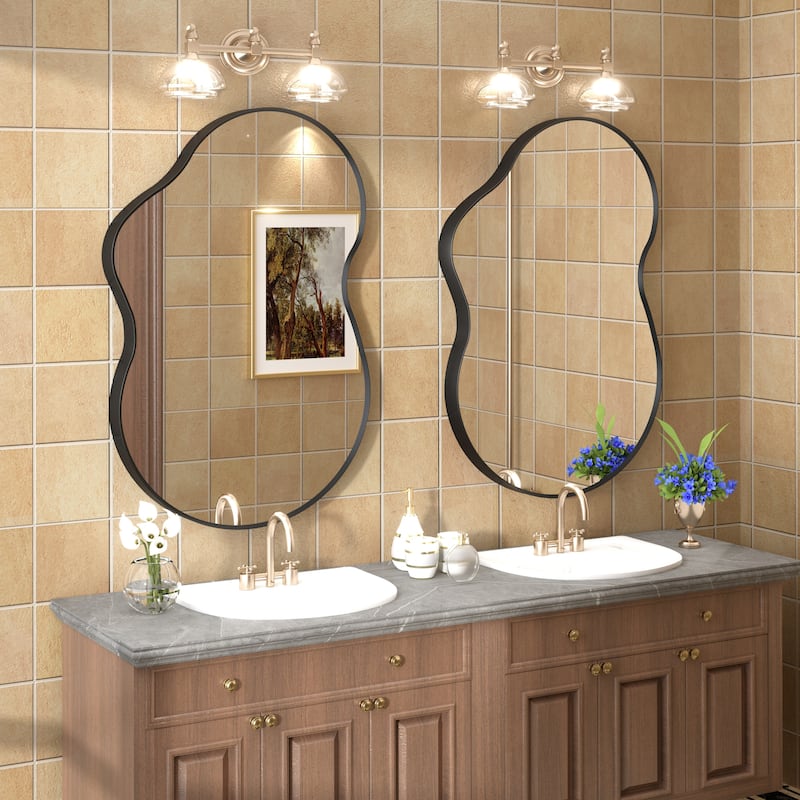 Irregular Wall Mirror Asymmetrical Decorative Wall Mirror Black 5 year warranty