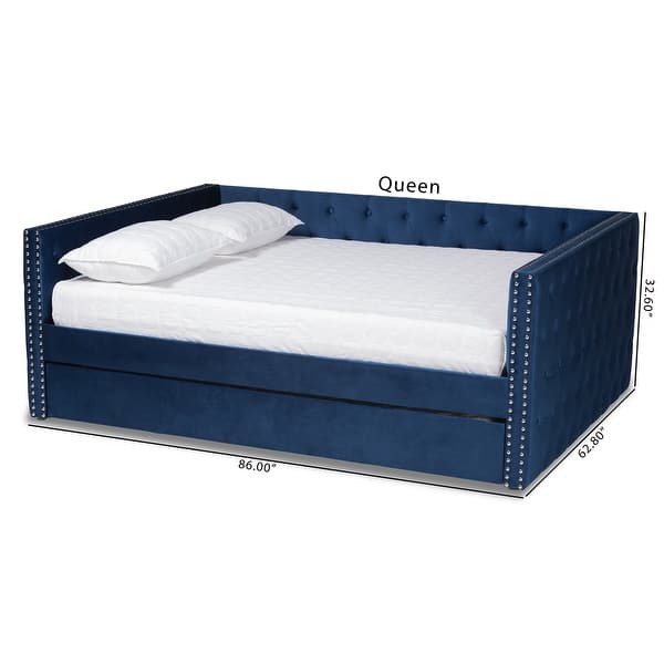 dimension image slide 0 of 3, Larkin Modern Velvet Fabric Upholstered Daybed with Trundle