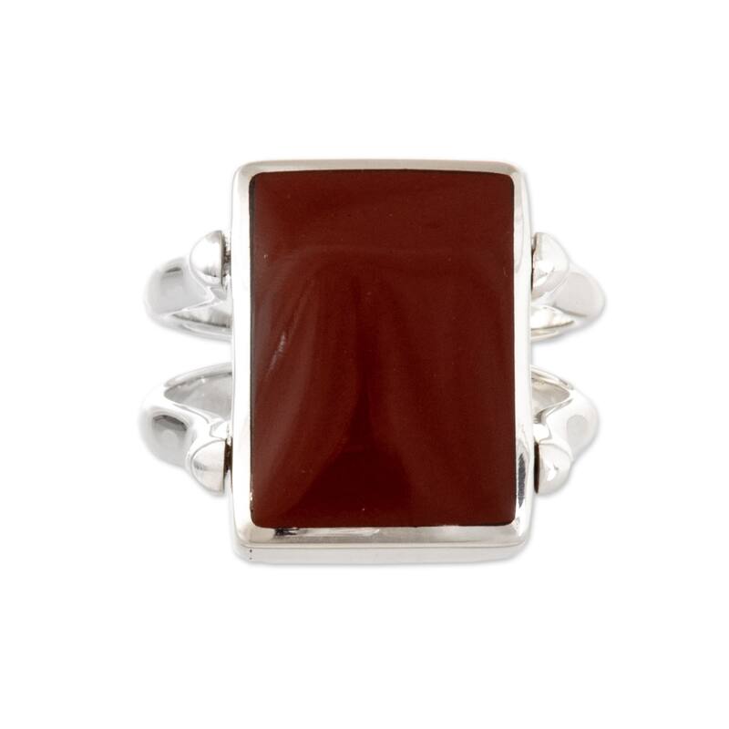 Novica Handmade Gemstone Duality Reversible Onyx And Jasper Cocktail Ring