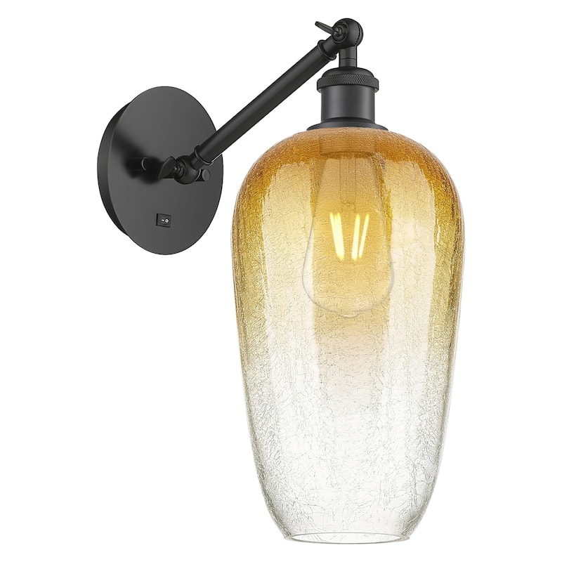 Innovations Lighting 317-1W-15-7 Brookhaven Flute Sconce Brookhaven - Matte Black / Amber