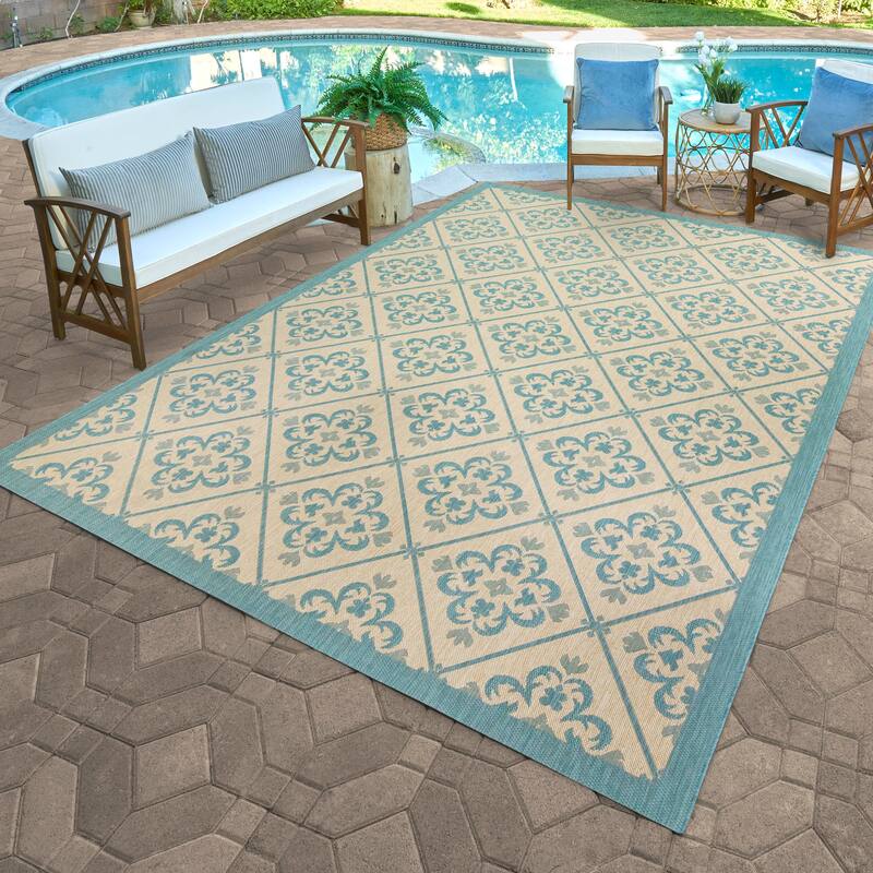 Gertmenian Solterra Bohemian Moroccan Global Weather Resistant Polypropylene Flatweave Indoor/ Outdoor Area Rug Collection - 5'3"x7' - Medina Oasis
