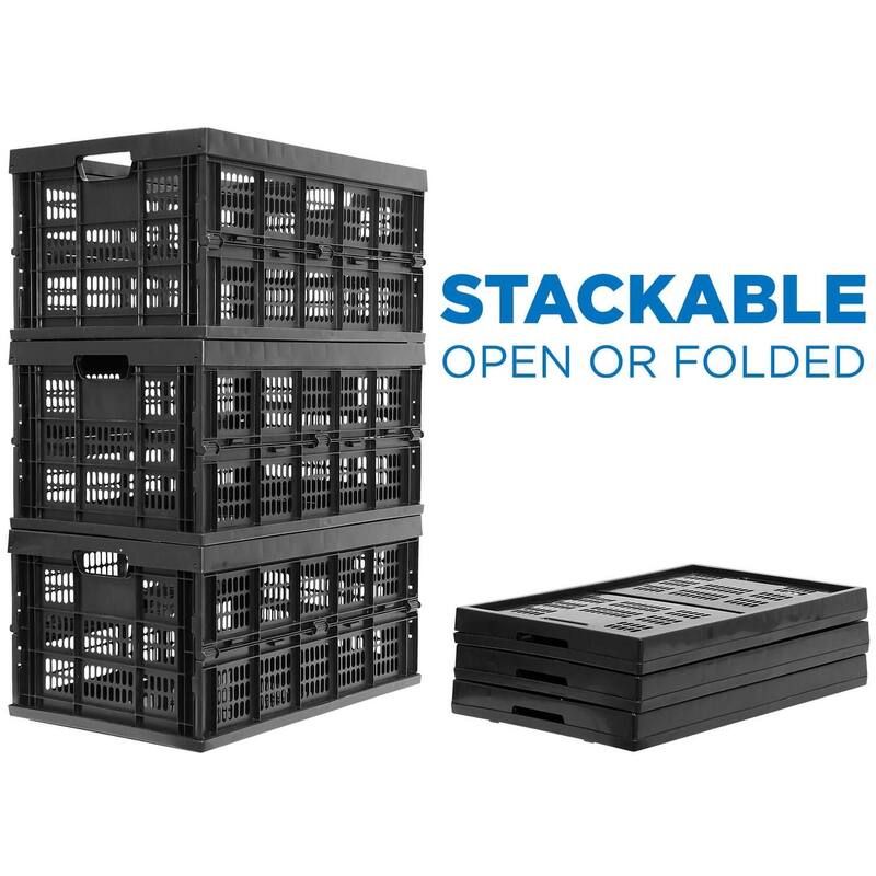 Work-It! Collapsible Milk Crates | 49 Liter Stackable Storage Bins | Set of 3
