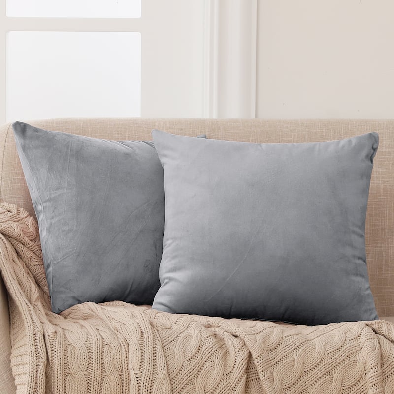 Deconovo Velvet Soft Throw Pillow Covers 2 PCS (Cover Only) - 26*26 - Grey