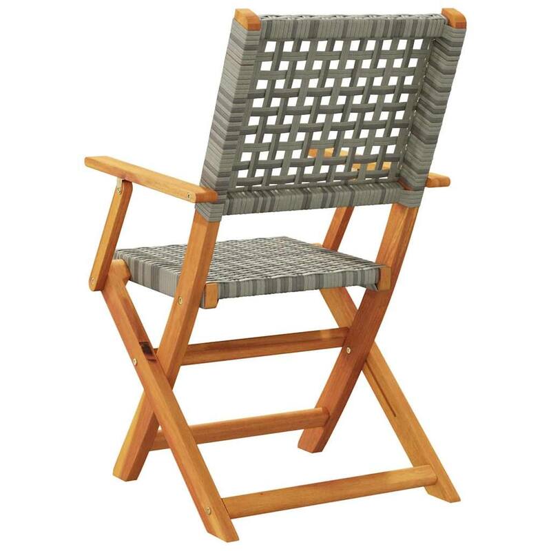 vidaXL Folding Patio Chairs Seating Outdoor Furniture Poly Rattan and Solid Wood - 22.4 x 21.3 x 35.8