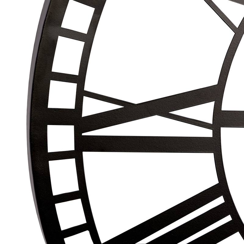 Metal Open Cutout Frame Wall Clock - Black - Roche River Decor - 1"W x 28"L x 28"H