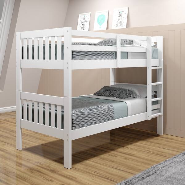 Twin Over Twin Mission Bunk Bed In White On Sale Overstock 31226773 Standalone Bunk Bunk Bed