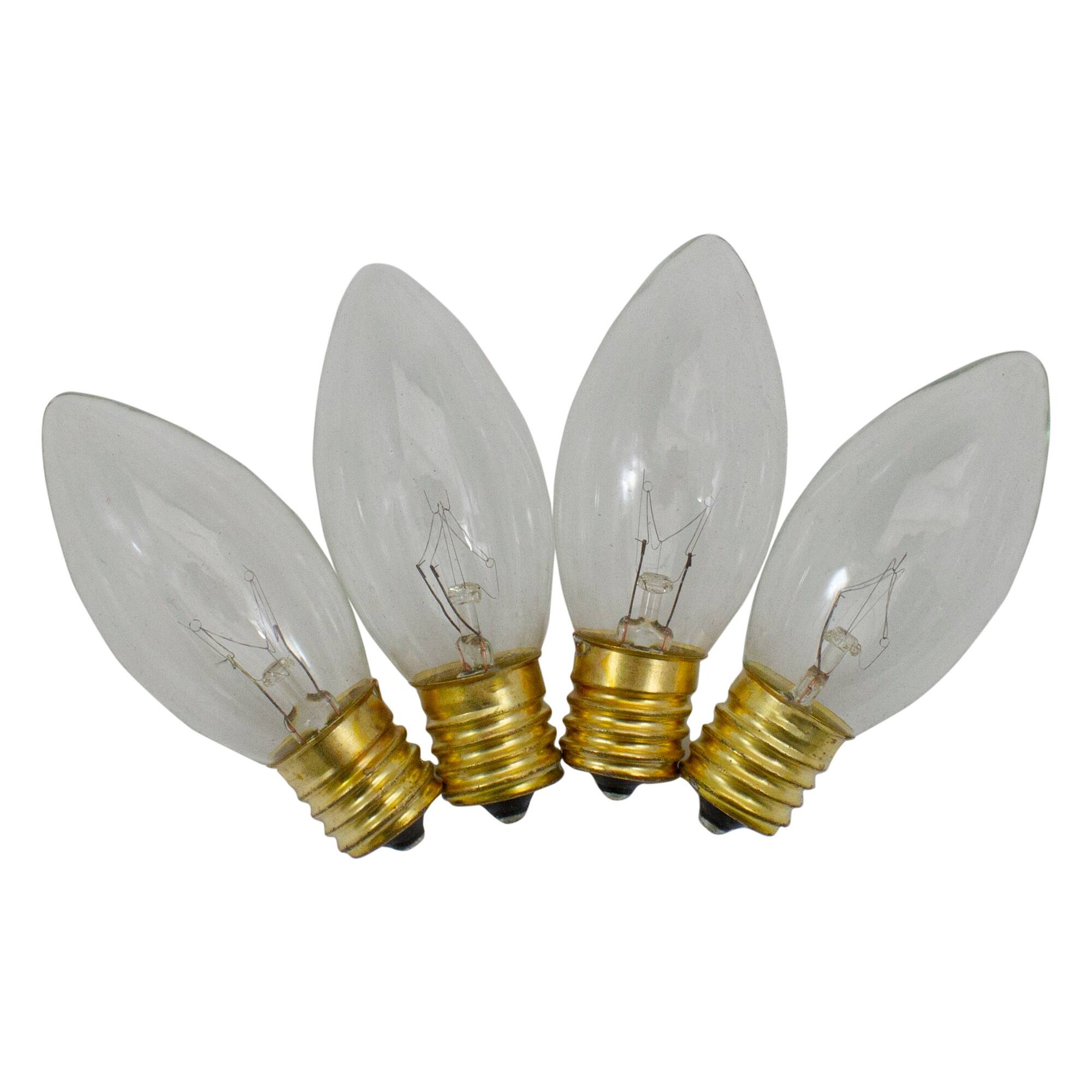 Pack of 4 Clear C9 Transparent Christmas Replacement Bulbs 3" Bed