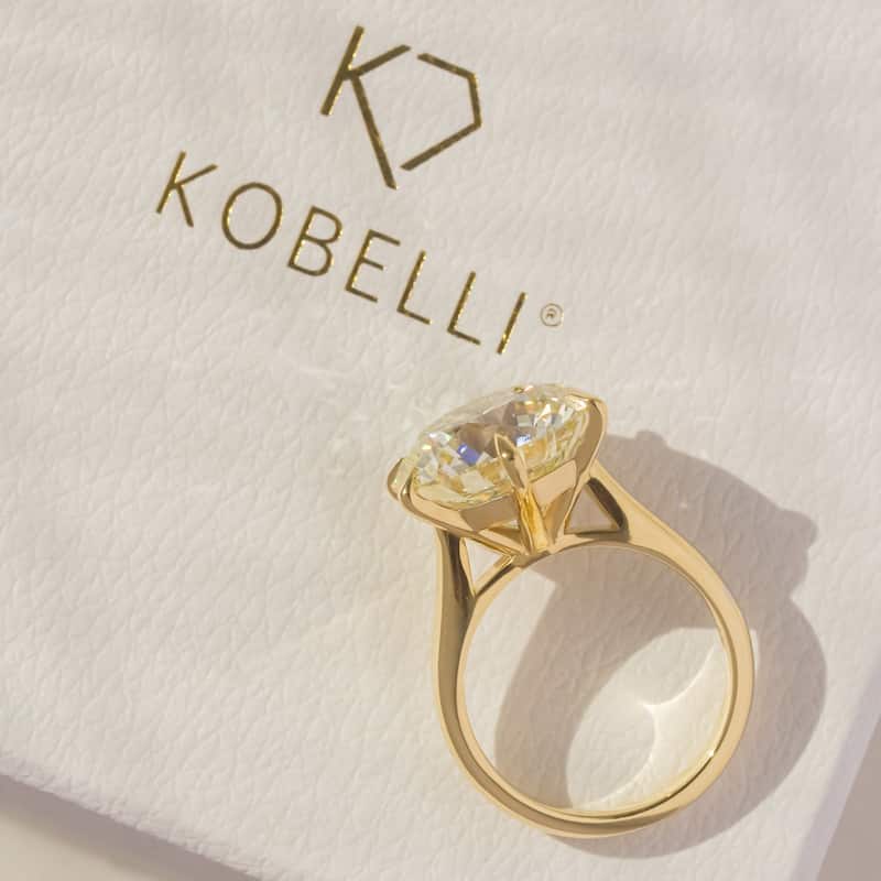 Kobelli 10.51 Carat Natural Diamond GIA Certified 18k Solid Gold Round Solitaire Cathedral One-of-a-Kind Katz Engagement Ring