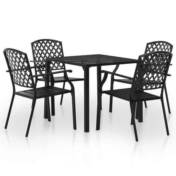 Shop Vidaxl Outdoor Dining Set 5 Pieces Mesh Metal Stacking Garden