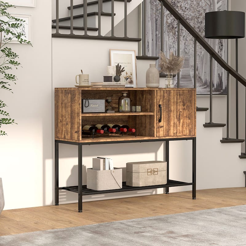 Gymax Buffet Sideboard w/ Power Outlets & USB Ports Wine Racks &