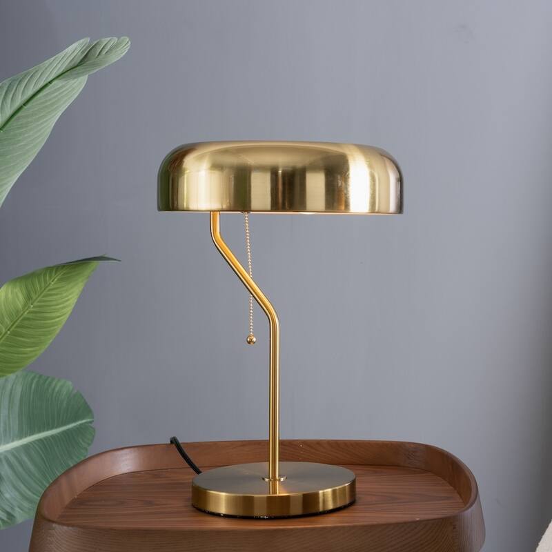 Bianca Gold and White Modern Pull Chain Table Lamp - Gold