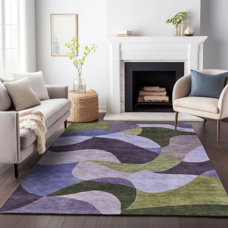 Machine Washable Indoor/Outdoor Modern Century Chantille Rug