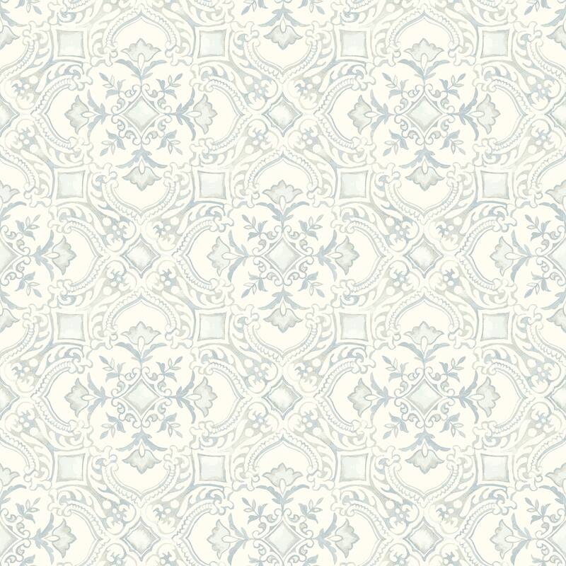 Chesapeake Marjoram Light Blue Floral Tile Wallpaper