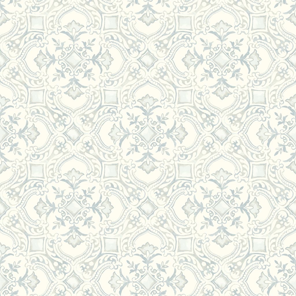 Chesapeake Marjoram Light Blue Floral Tile Wallpaper