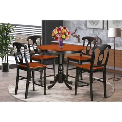Modern Farmhouse Table Set - Kitchen Dining Table with Bar Stools - 5 Piece Set