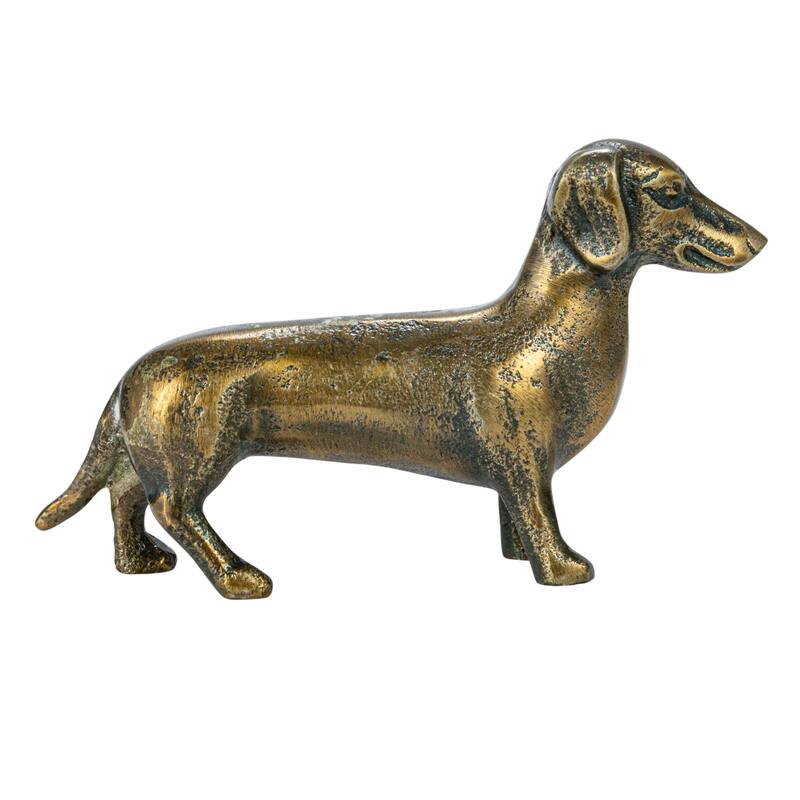 Antique Cast Aluminum Dachshund Accent Décor - 6.5"L x 1.5"W x 3.5"H