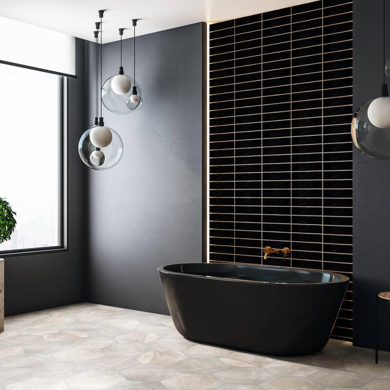 Merola Tile Castillo Black 3" x 12" Ceramic Wall Tile