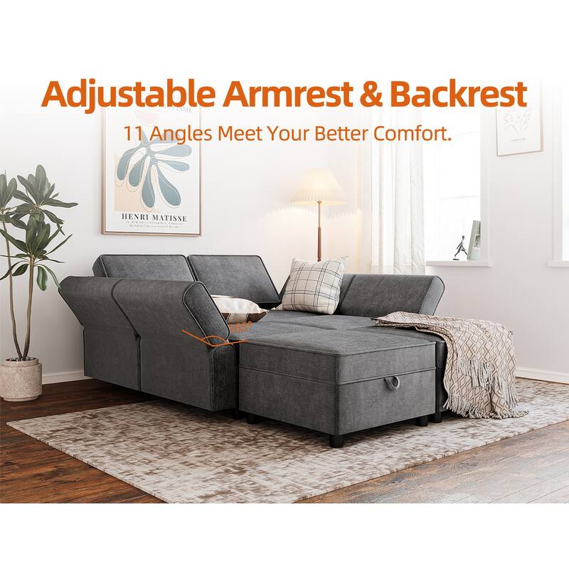 Aiden Modern Sectional Sofa with Storage Seats Upholstered Chenille Fabric