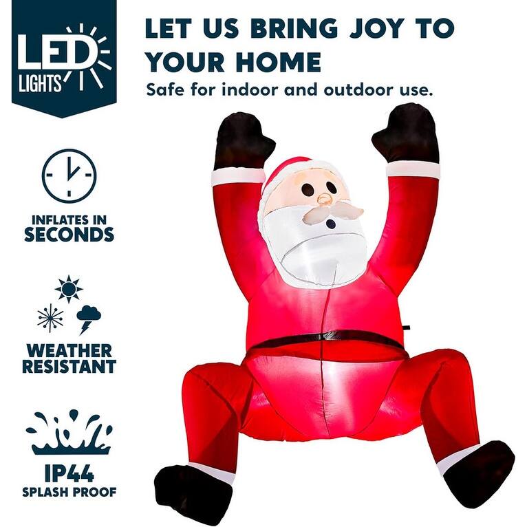Joyfy 6ft Tall Lighted Hanging Christmas Santa Inflatables - Multicolor