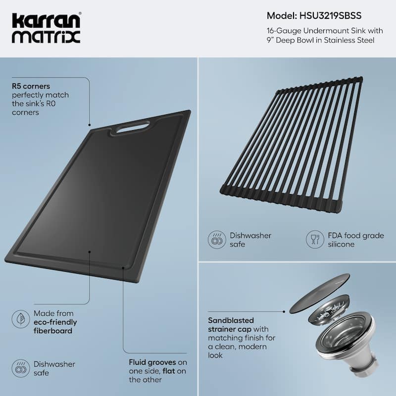 Karran USA HSU3219SB Matrix 32" Undermount Single Basin Stainless