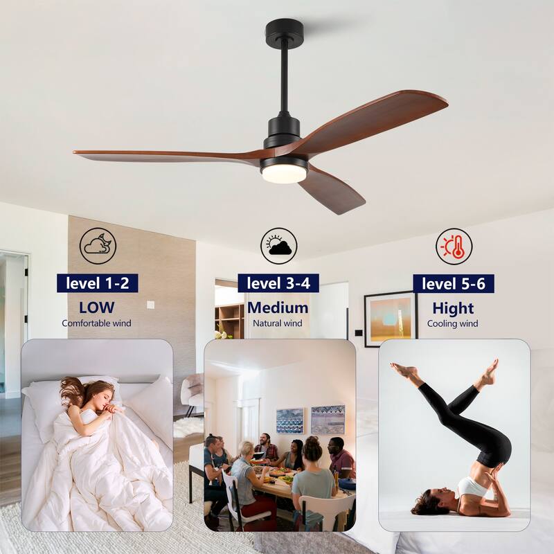 60" Ceiling Fan w/ Light Remote Control Reversible DC Motor With Dimmable LED
