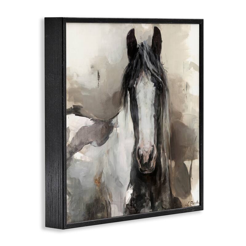 Stupell Grey & Beige Horse Abstract Framed Giclee Art Design By Marilyn Hageman