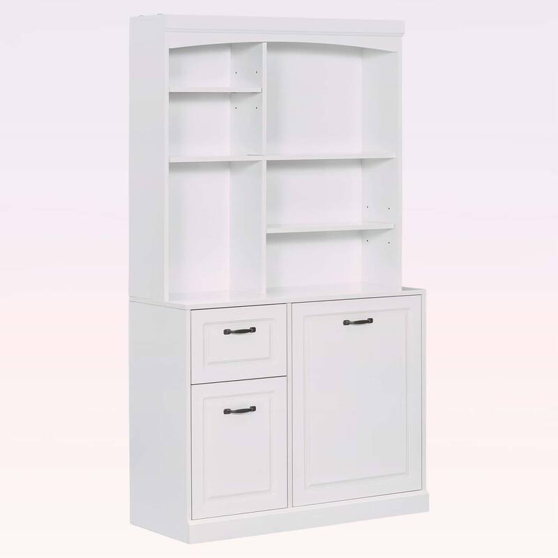 Tall Free Standing Bathroom Storage Cabinet with Tilt-Out Hamper,Drawers & Adjustable Shelves