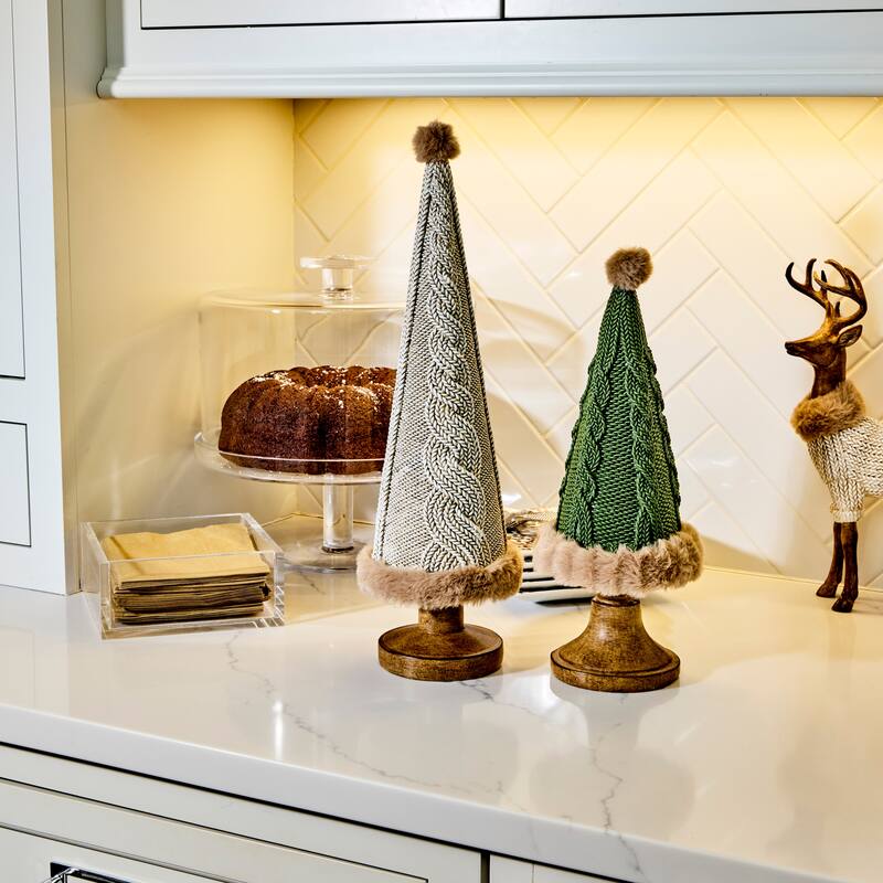 13-16.5" Resin Cable Knit Tree Set of 2