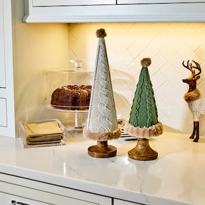 13-16.5" Resin Cable Knit Tree Set of 2