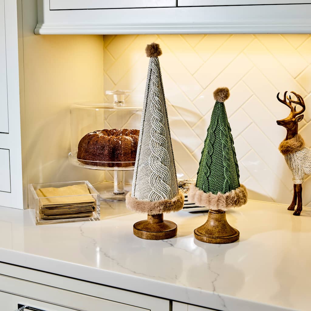 13-16.5" Resin Cable Knit Tree Set of 2