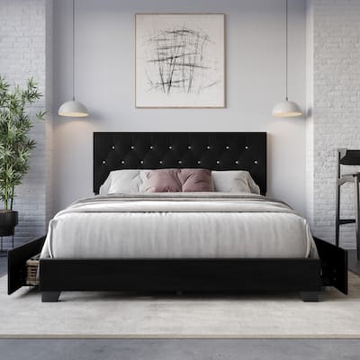 Sheffield Tufted Upholstered Storage Platform Bed
