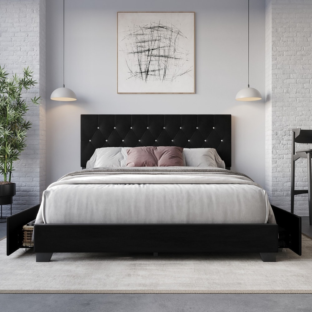 Sheffield Tufted Upholstered Storage Platform Bed