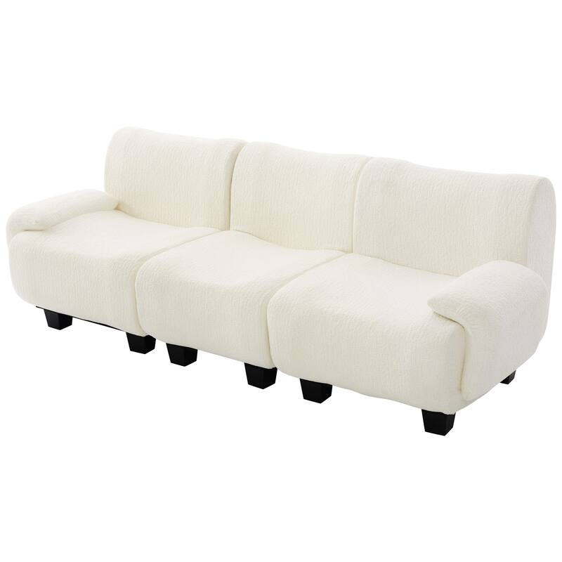 Roomfitters 95 Inch Modern 3-Seater Sofa Couch with Rounded Armrests and Deep Seating, Chenille