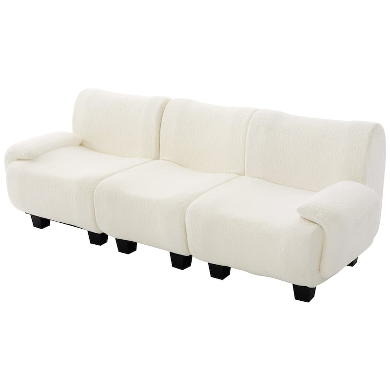 Roomfitters Modern 3-Seater Chenille Sofa Couch with Curved Armrests, 95 Inch