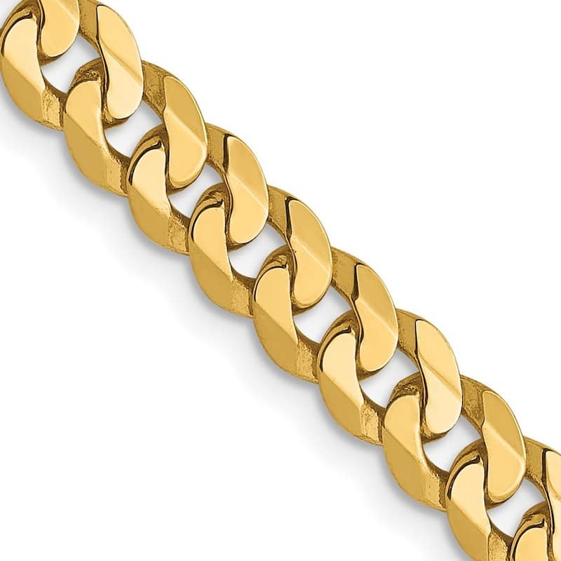 Curata 14k Yellow Gold Solid Polished 4.6mm Beveled Curb Bracelet