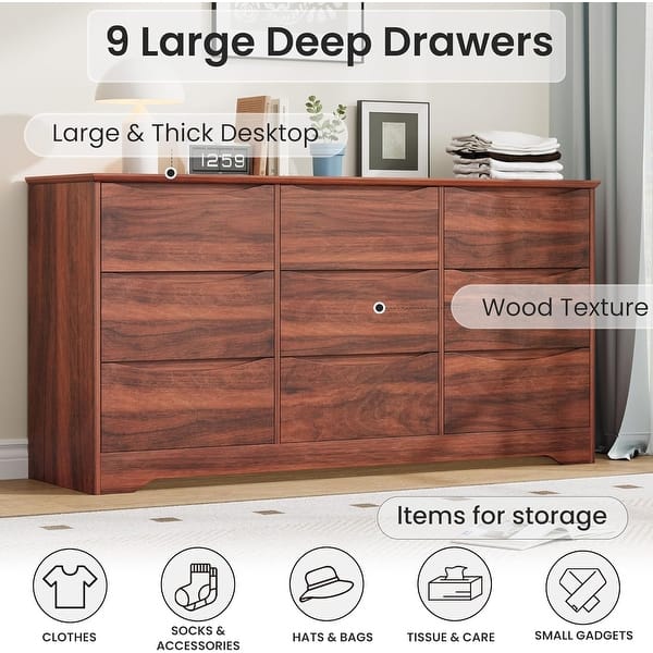 brown tall dresser with deep drawers Weston 9-Drawer Tall Dresser, Maple/Dark Knight / 60" wide