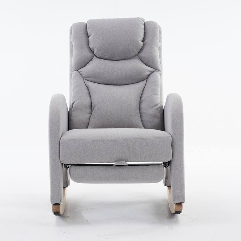 Linen Rocking Chair With Adjustable Footrest