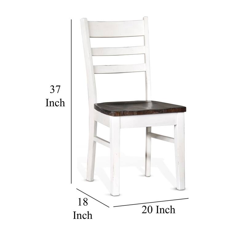 Orso Dining Chair Set of 2, Ladderback, White and Dark Brown Mahogany