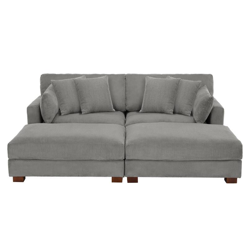 Corduroy Modular Sectional Sofa Deep Seat Corner Sofas & Ottomans