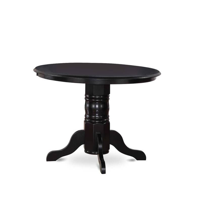 HomeStock 5-Piece Black Finish Solid Wood Top Dining table with 4 Chairs with Slat Back