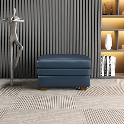 30" Wide Genuine Leather Ottomans with Wood Feet