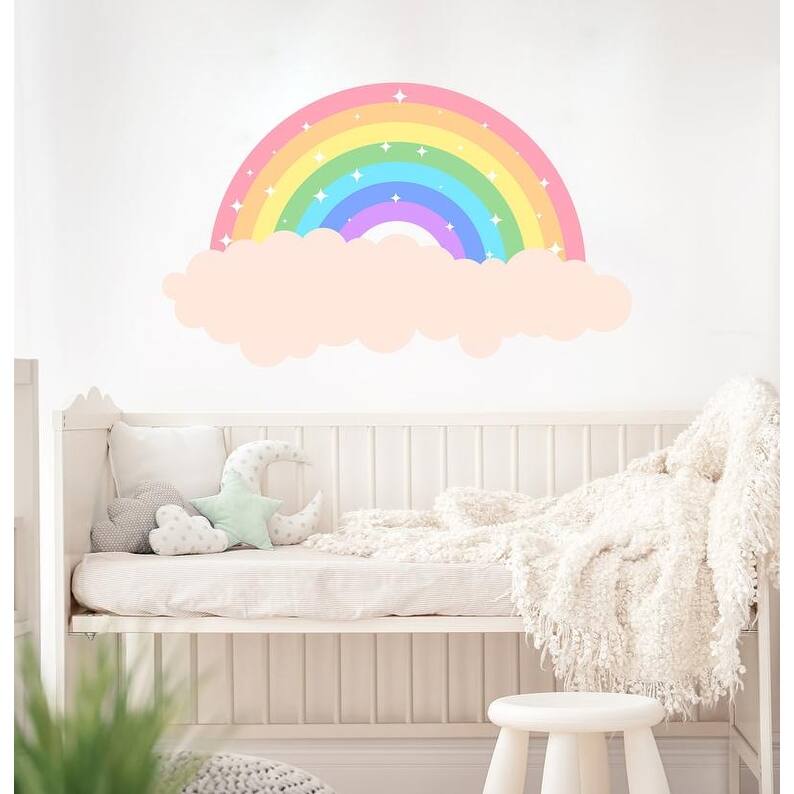 Pastel Rainbow Wall Decal Girl Nursery Decor - Overstock - 34123827