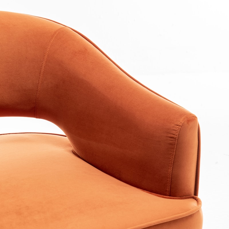 SEYNAR Modren Velvet Living Room Swivel Arm Barrel Chair with Tufted Back