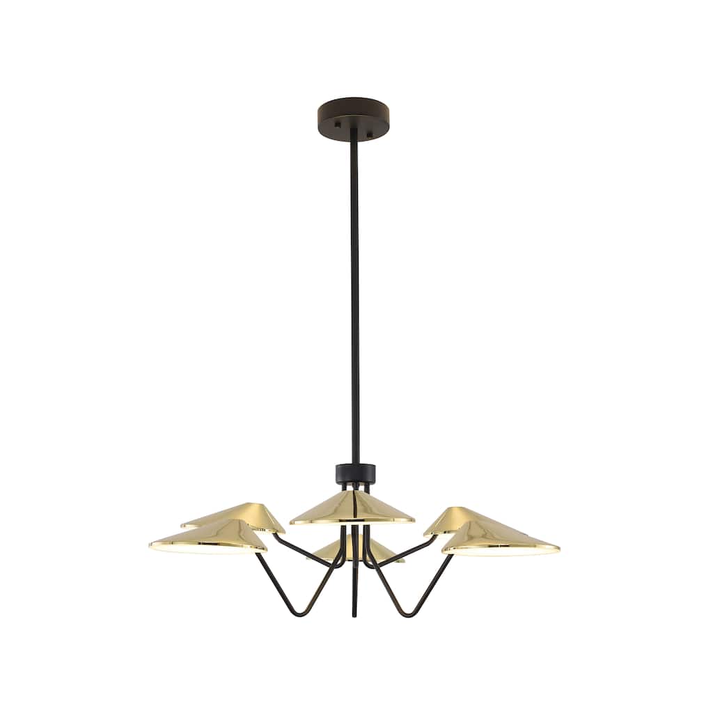 Transitional 6-Light LED Chandelier With White Acrylic Shades