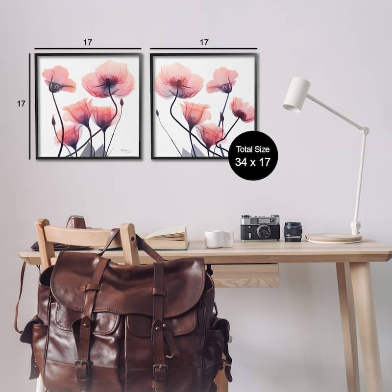 Stupell Various Faded Pink Flowers Framed Giclee Art Design By Albert Koetsier (Set of 2)